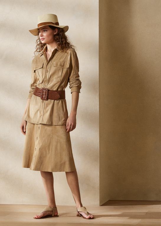 bleg honning Kvinder Ralph Lauren isla lamme-ruskind skjortejakke Z426B9264