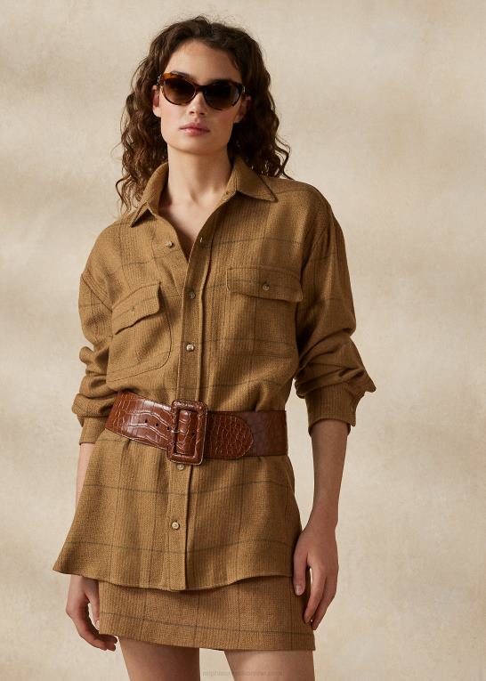 brun/salvie Kvinder Ralph Lauren leonerd tweed skjortejakke Z426B3534