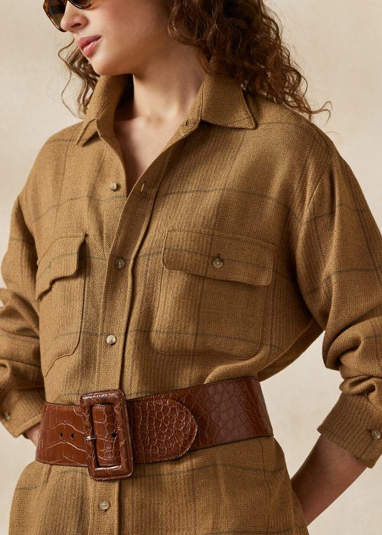 brun/salvie Kvinder Ralph Lauren leonerd tweed skjortejakke Z426B3534