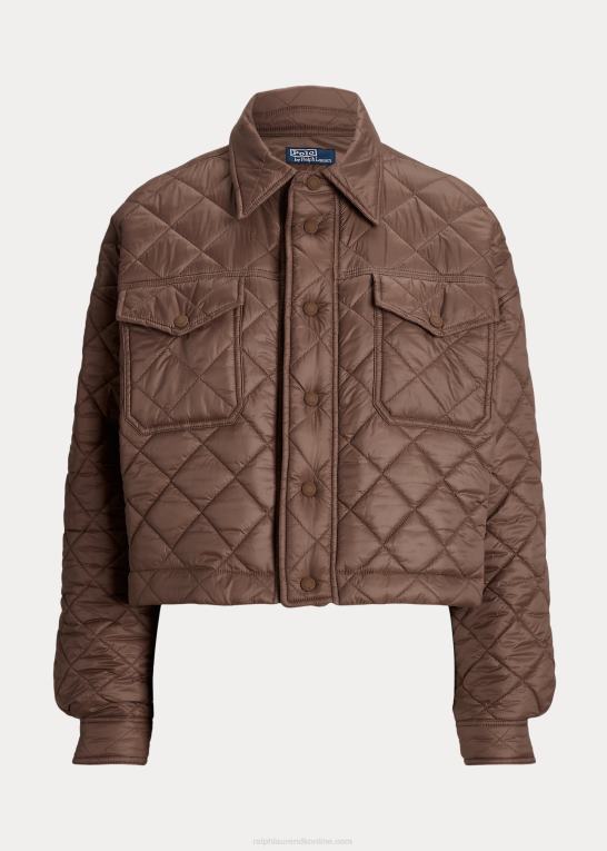 chokolade brun Kvinder Ralph Lauren vandafvisende cropped quiltet jakke Z426B3203