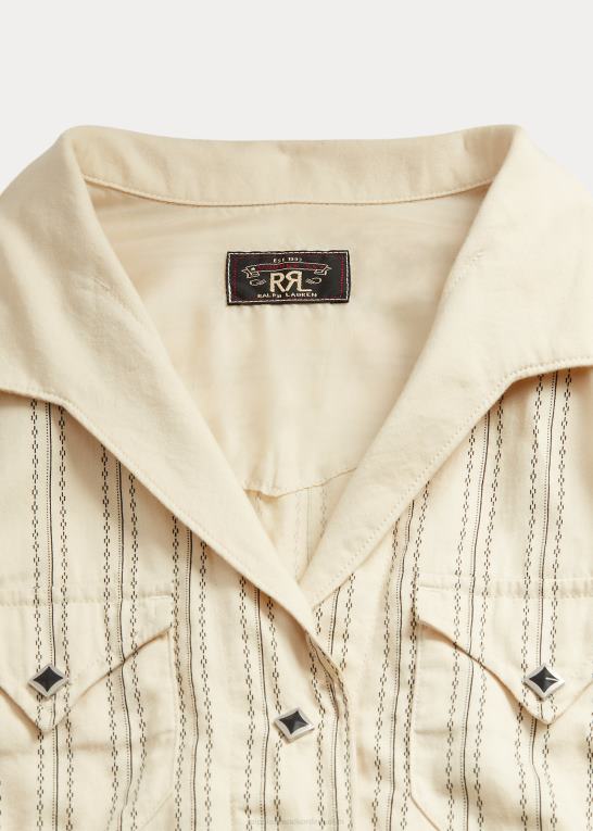 creme/sort Kvinder Ralph Lauren stribet satin westernjakke Z426B3634