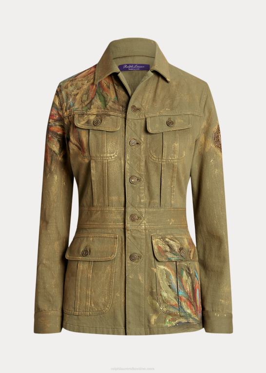 eksotiske grønne blomster Kvinder Ralph Lauren bacall udsmykket denimjakke Z426B3597