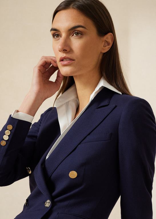 flåde Kvinder Ralph Lauren camden uld crepe jakke Z426B3460