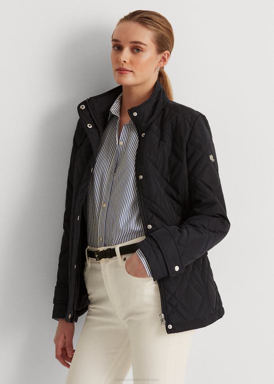 flåde Kvinder Ralph Lauren quiltet mockneck jakke Z426B4121