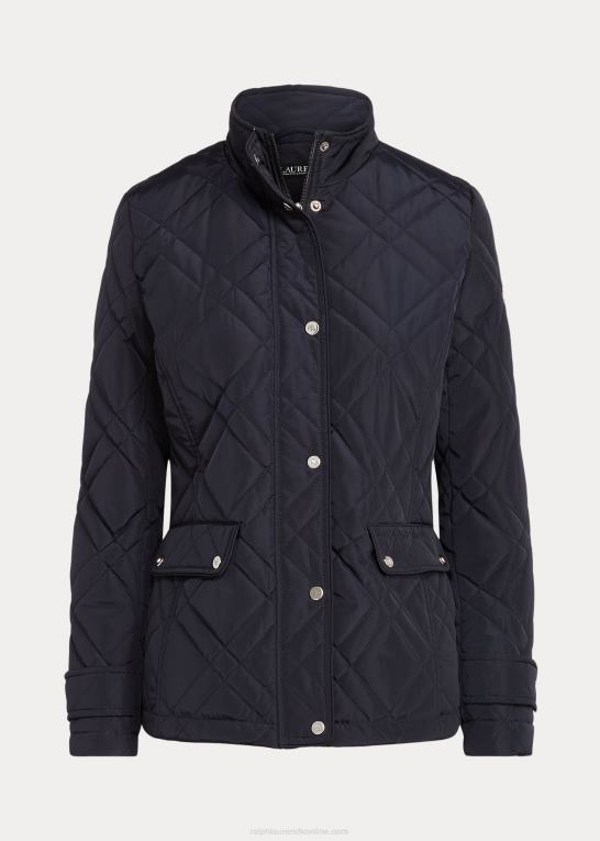 flåde Kvinder Ralph Lauren quiltet mockneck jakke Z426B4121