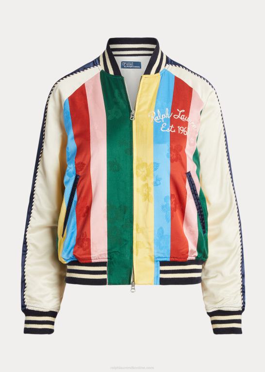 hawaiiansk silhuet Kvinder Ralph Lauren stribet satin bomberjakke Z426B3226