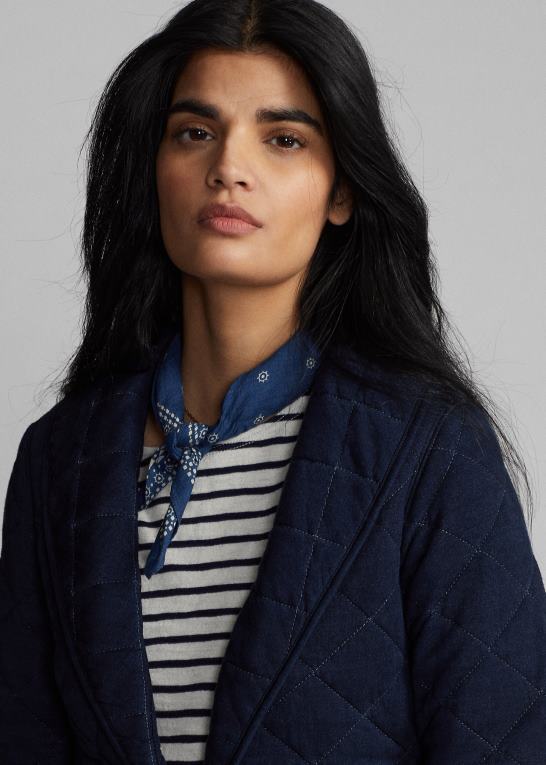 indigo Kvinder Ralph Lauren quiltet jerseyjakke Z426B3669