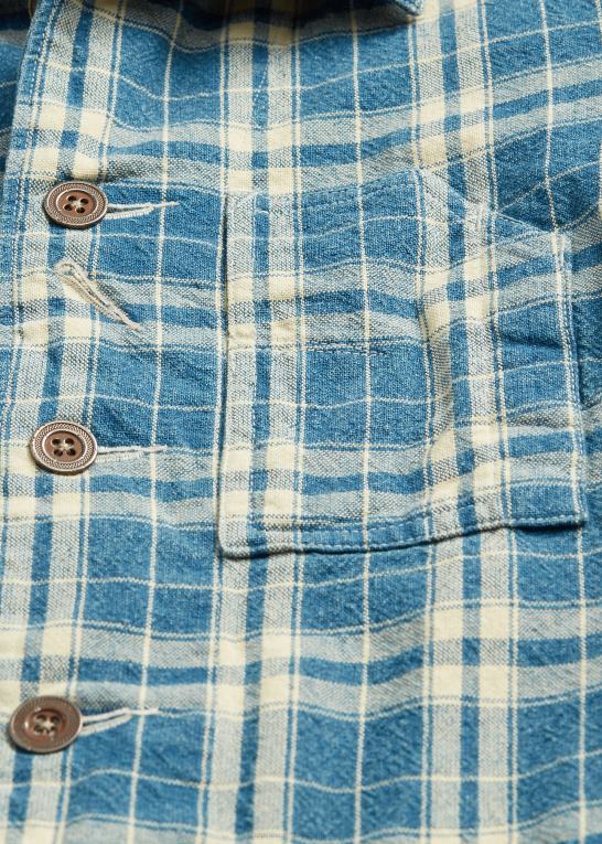 indigo/creme Kvinder Ralph Lauren plaid bomuld-hør jakke Z426B3638
