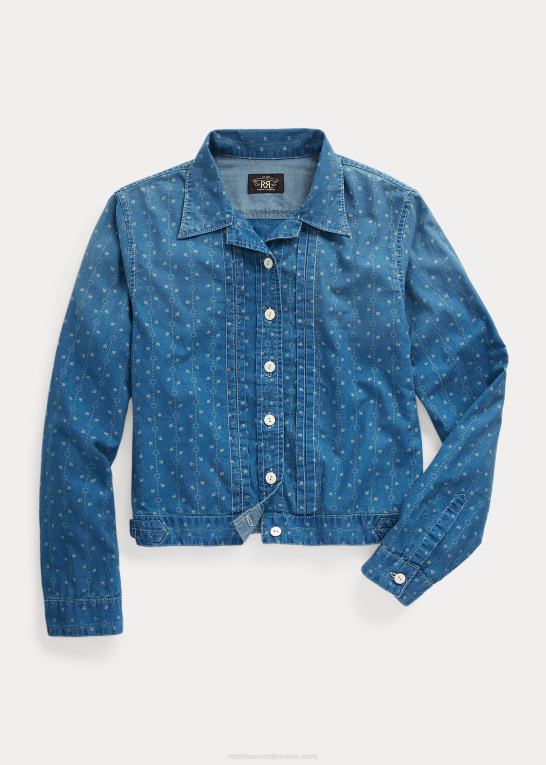 indigo multi Kvinder Ralph Lauren blomstret skjortejakke i bomuld og hør Z426B3636