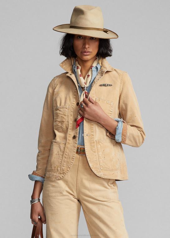 kaki Kvinder Ralph Lauren bomuldslærredsjakke Z426B3642