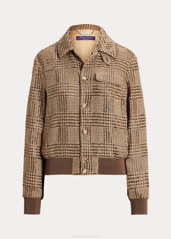 kamel/brun Kvinder Ralph Lauren araminta udsmykket glen plaid jakke Z426B3565