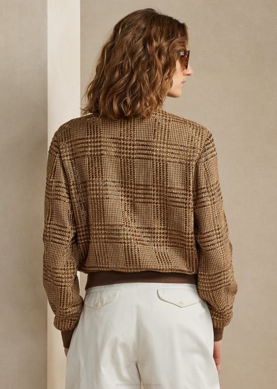 kamel/brun Kvinder Ralph Lauren araminta udsmykket glen plaid jakke Z426B3565