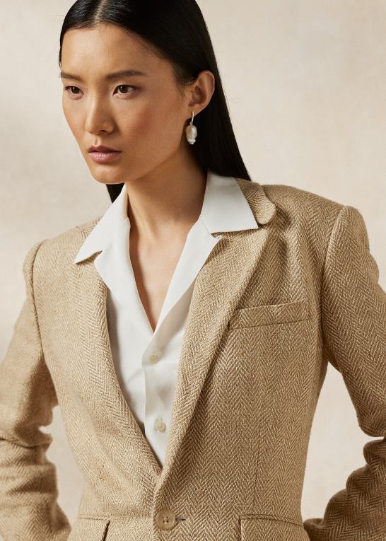 kamel/tan Kvinder Ralph Lauren kayli sildebens-tweedjakke Z426B3538