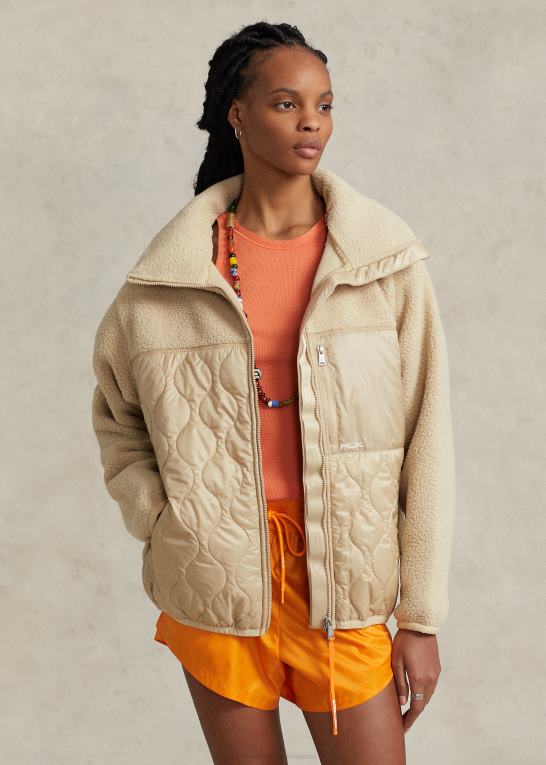 klitbrun Kvinder Ralph Lauren hybrid jakke med høj luv og ripstop-panel Z426B3127