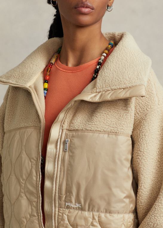 klitbrun Kvinder Ralph Lauren hybrid jakke med høj luv og ripstop-panel Z426B3127