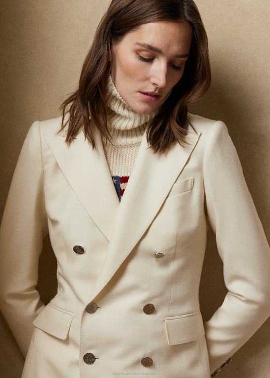 lux creme Kvinder Ralph Lauren camden kashmir jakke Z426B3456