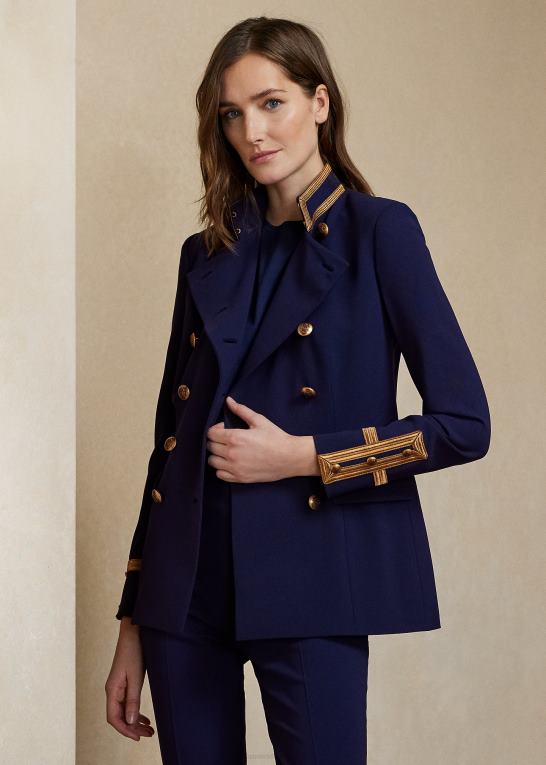 lux marine Kvinder Ralph Lauren dobbeltradet crepejakke i uld Z426B9330