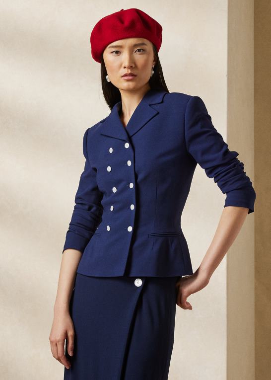lux marine Kvinder Ralph Lauren olwen uld crepe jakke Z426B3479