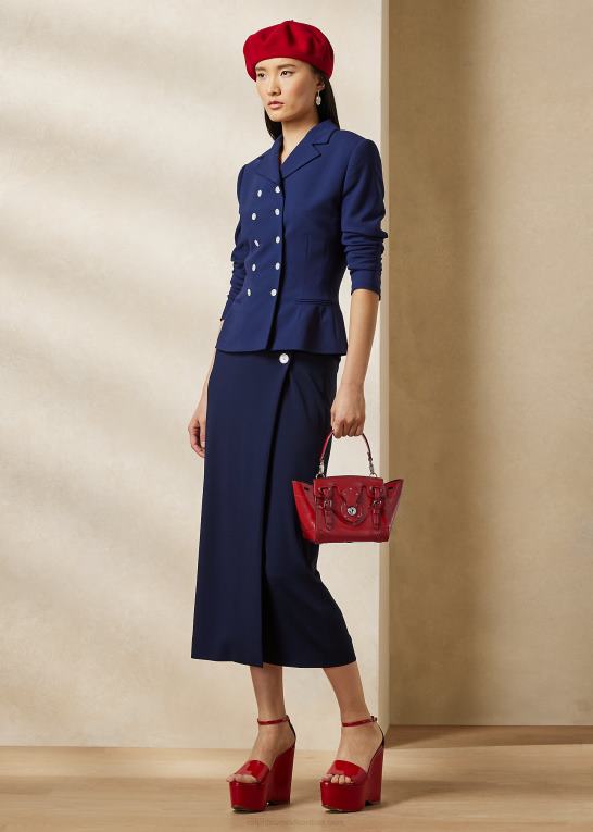 lux marine Kvinder Ralph Lauren olwen uld crepe jakke Z426B3479