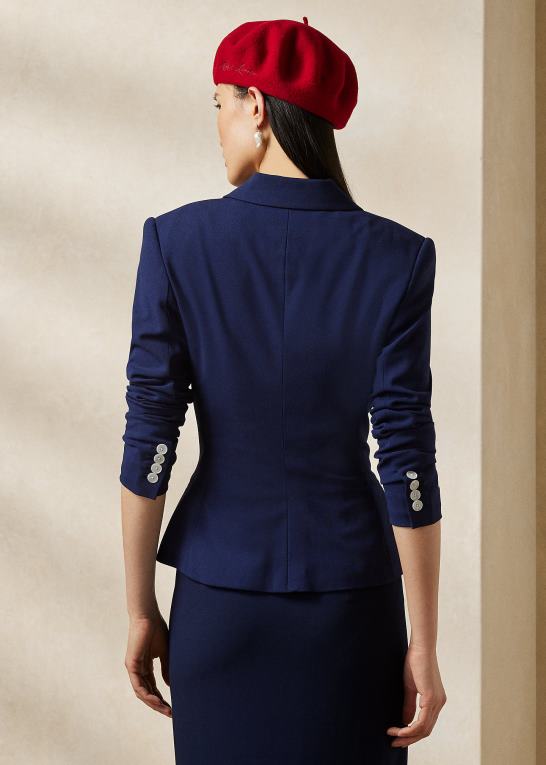 lux marine Kvinder Ralph Lauren olwen uld crepe jakke Z426B3479
