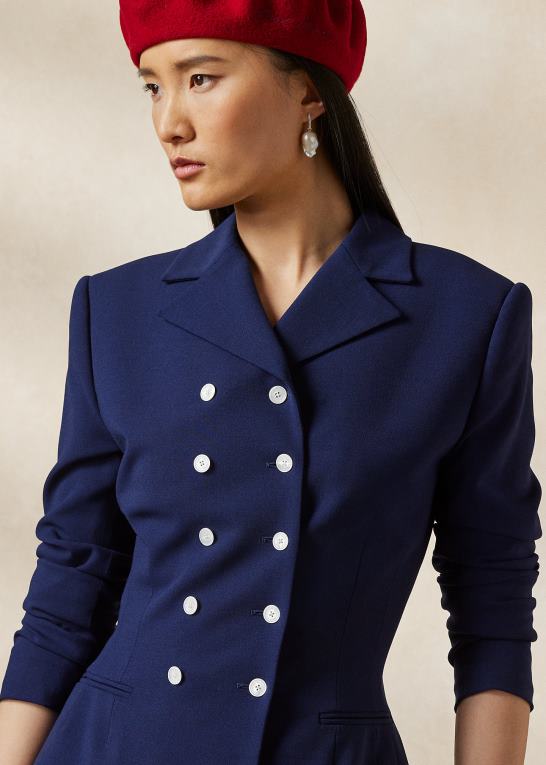 lux marine Kvinder Ralph Lauren olwen uld crepe jakke Z426B3479