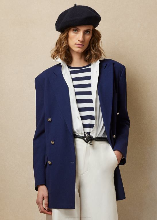 lux marine Kvinder Ralph Lauren shelden uld crepe jakke Z426B3504