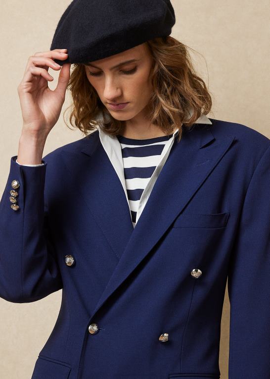 lux marine Kvinder Ralph Lauren shelden uld crepe jakke Z426B3504