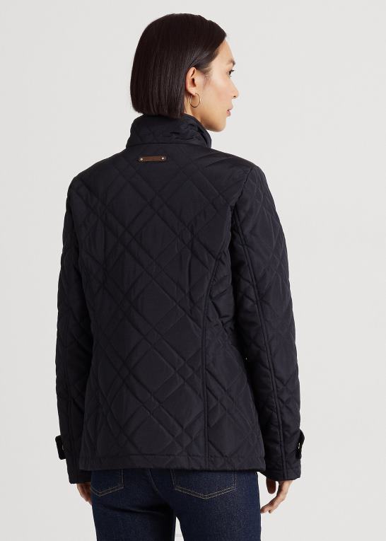mørk flåde Kvinder Ralph Lauren quiltet mockneck jakke Z426B4460