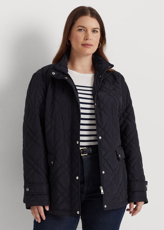 mørk flåde Kvinder Ralph Lauren quiltet mockneck jakke Z426B4707
