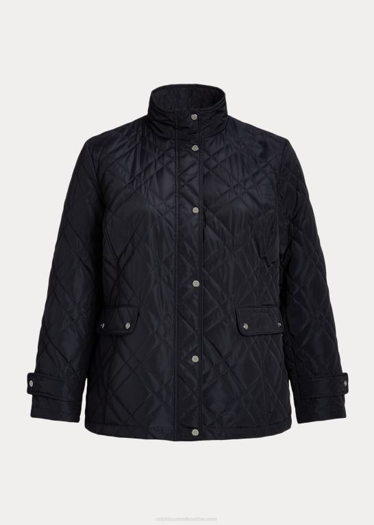 mørk flåde Kvinder Ralph Lauren quiltet mockneck jakke Z426B4707
