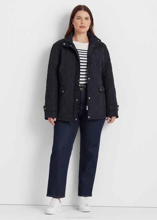 mørk flåde Kvinder Ralph Lauren quiltet mockneck jakke Z426B4707