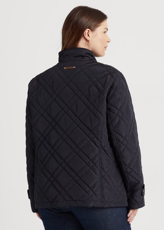 mørk flåde Kvinder Ralph Lauren quiltet mockneck jakke Z426B4707