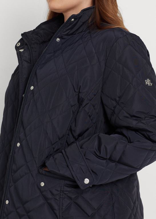 mørk flåde Kvinder Ralph Lauren quiltet mockneck jakke Z426B4707