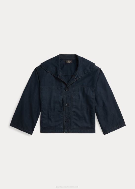 mørk indigo Kvinder Ralph Lauren cropped bomuld-hør jakke Z426B3675