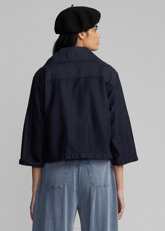 mørk indigo Kvinder Ralph Lauren cropped bomuld-hør jakke Z426B3675