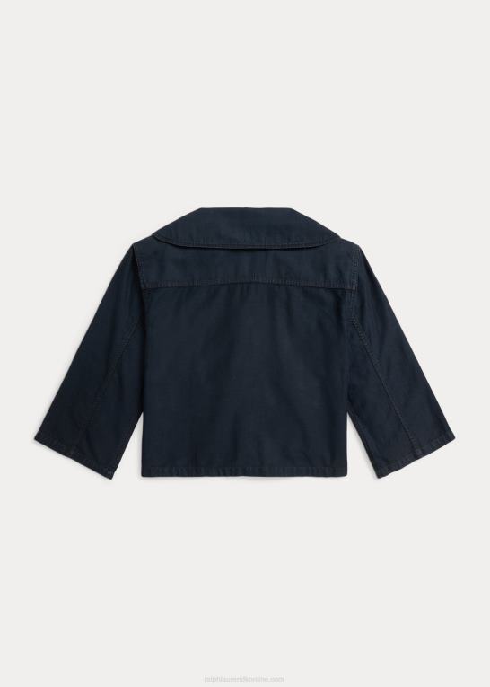 mørk indigo Kvinder Ralph Lauren cropped bomuld-hør jakke Z426B3675