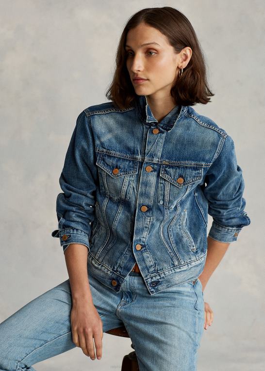 mørk indigo Kvinder Ralph Lauren denim trucker jakke Z426B3278