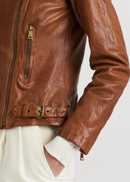 mørk valnød Kvinder Ralph Lauren læder moto jakke Z426B4247