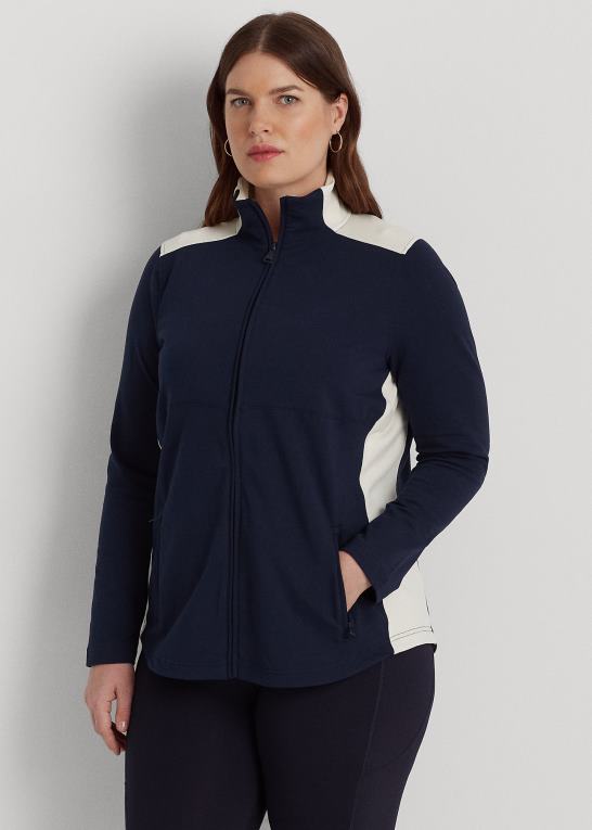 marineblå og creme Kvinder Ralph Lauren bomuldsblandingsjakke Z426B4729