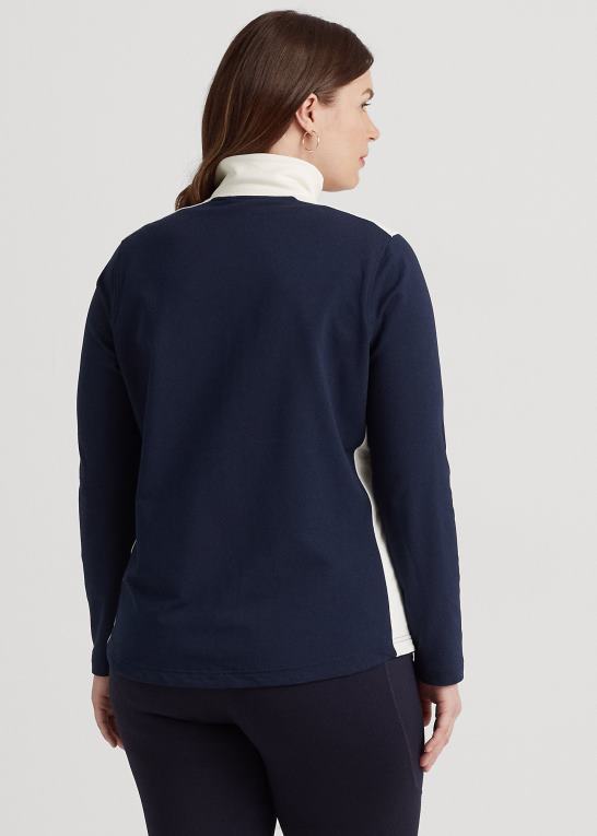 marineblå og creme Kvinder Ralph Lauren bomuldsblandingsjakke Z426B4729