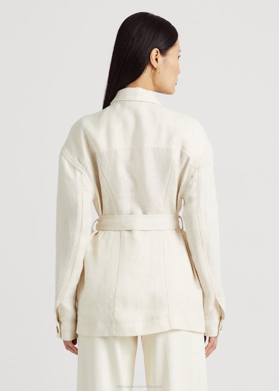 mascarpone creme Kvinder Ralph Lauren skjortejakke i sildeben med bælte Z426B4438