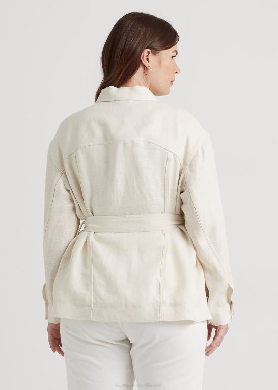 mascarpone creme Kvinder Ralph Lauren skjortejakke i sildeben med bælte Z426B4704