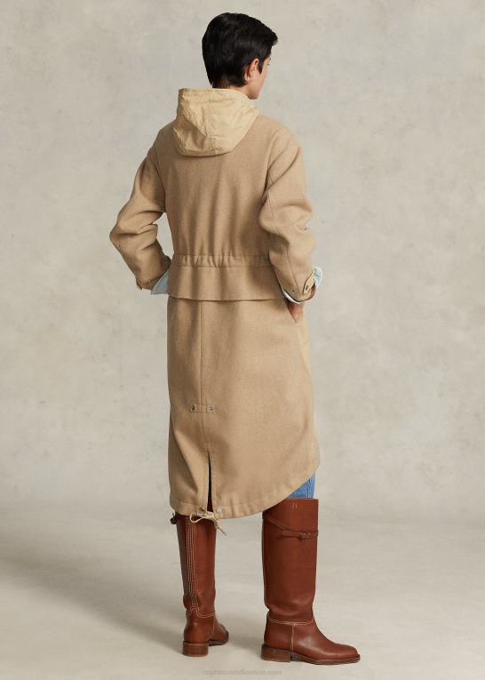 monument tan Kvinder Ralph Lauren lang feltjakke med hætte Z426B3229