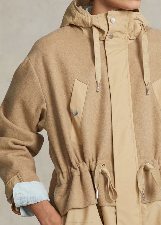 monument tan Kvinder Ralph Lauren lang feltjakke med hætte Z426B3229