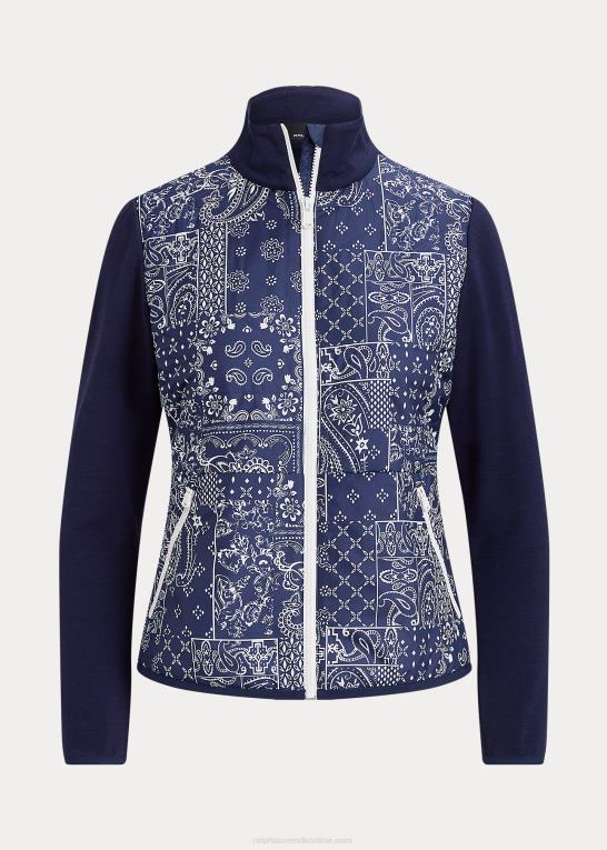 navy bandana patchwork Kvinder Ralph Lauren hybridjakke med bandanatryk Z426B3065