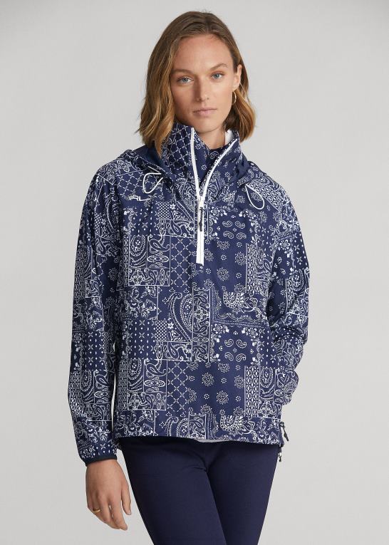 navy bandana patchwork Kvinder Ralph Lauren pakbar anorak med bandanatryk Z426B3111