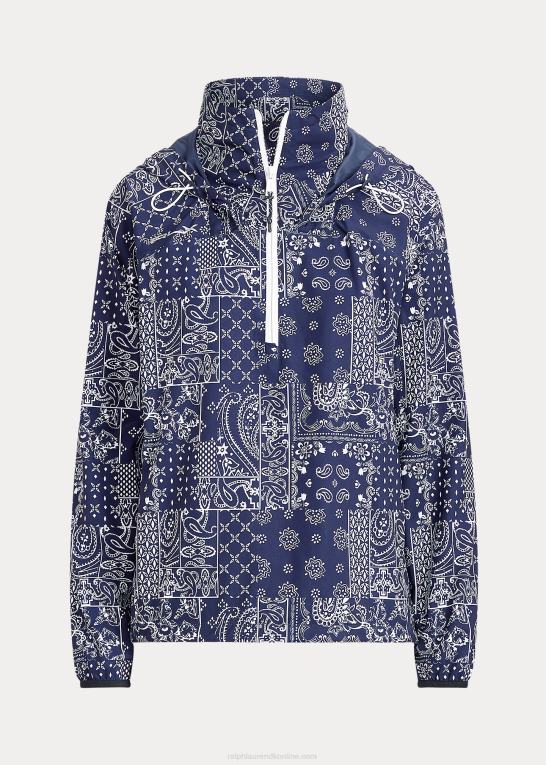 navy bandana patchwork Kvinder Ralph Lauren pakbar anorak med bandanatryk Z426B3111