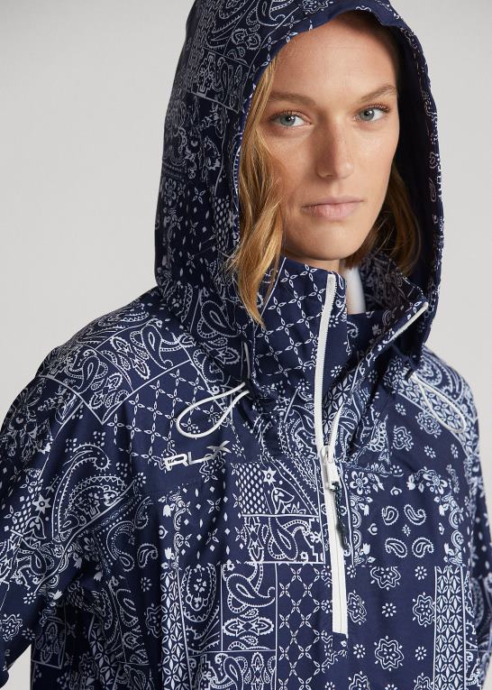 navy bandana patchwork Kvinder Ralph Lauren pakbar anorak med bandanatryk Z426B3111