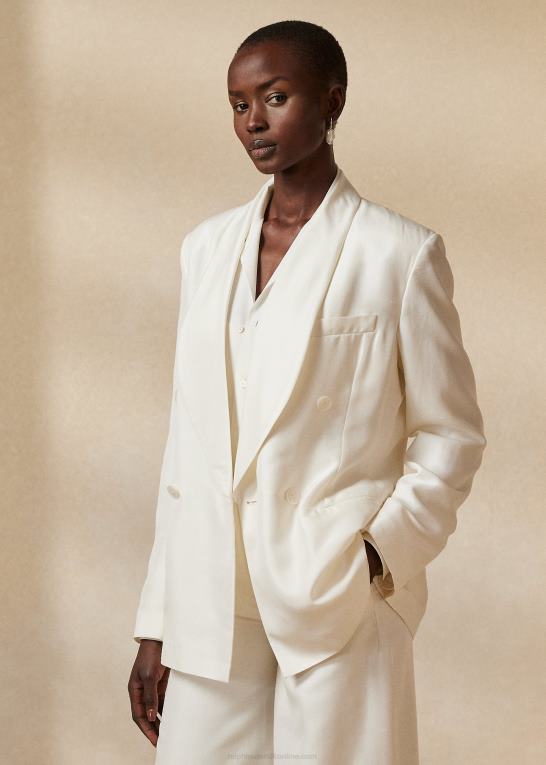 off white Kvinder Ralph Lauren gregory silke shantung smokingjakke Z426B3516