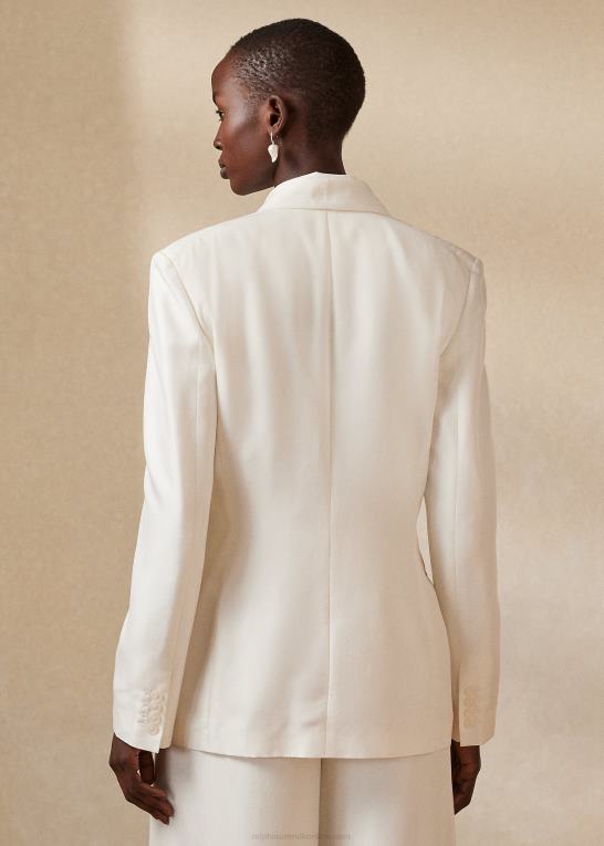 off white Kvinder Ralph Lauren gregory silke shantung smokingjakke Z426B3516